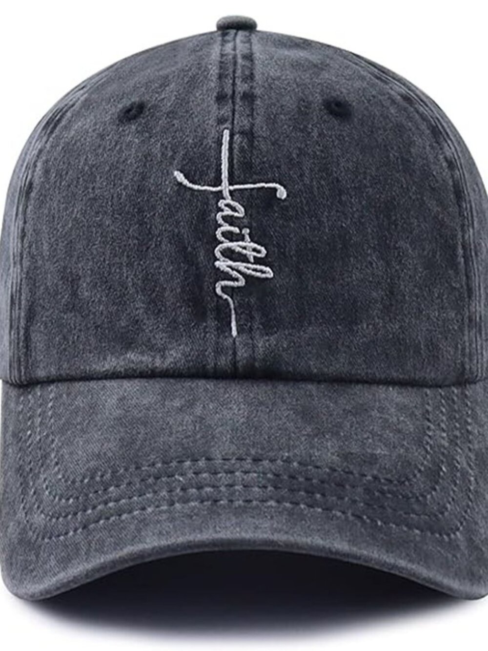 Christian Faith Hat For Women Men, Classic Washed Cotton Jesus Cross Embroidered
